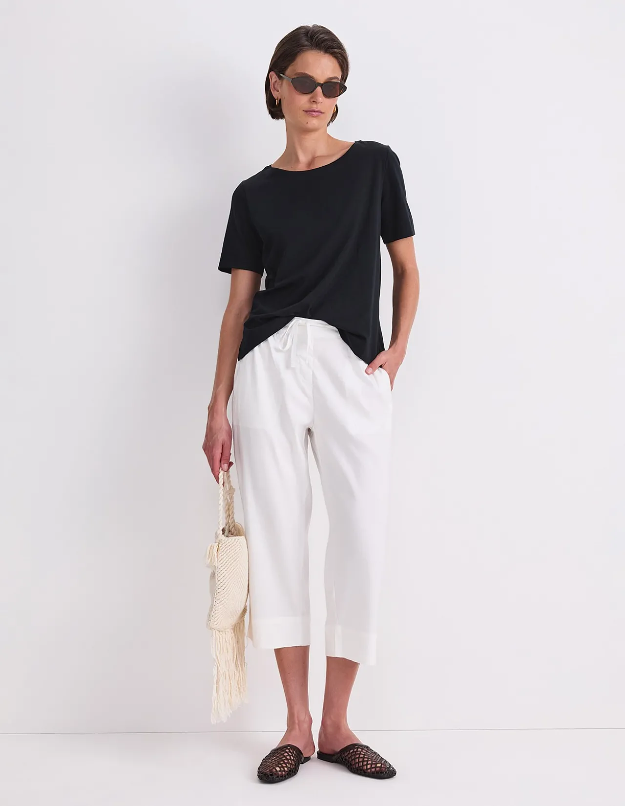 MERCERISED COTTON CREW TEE