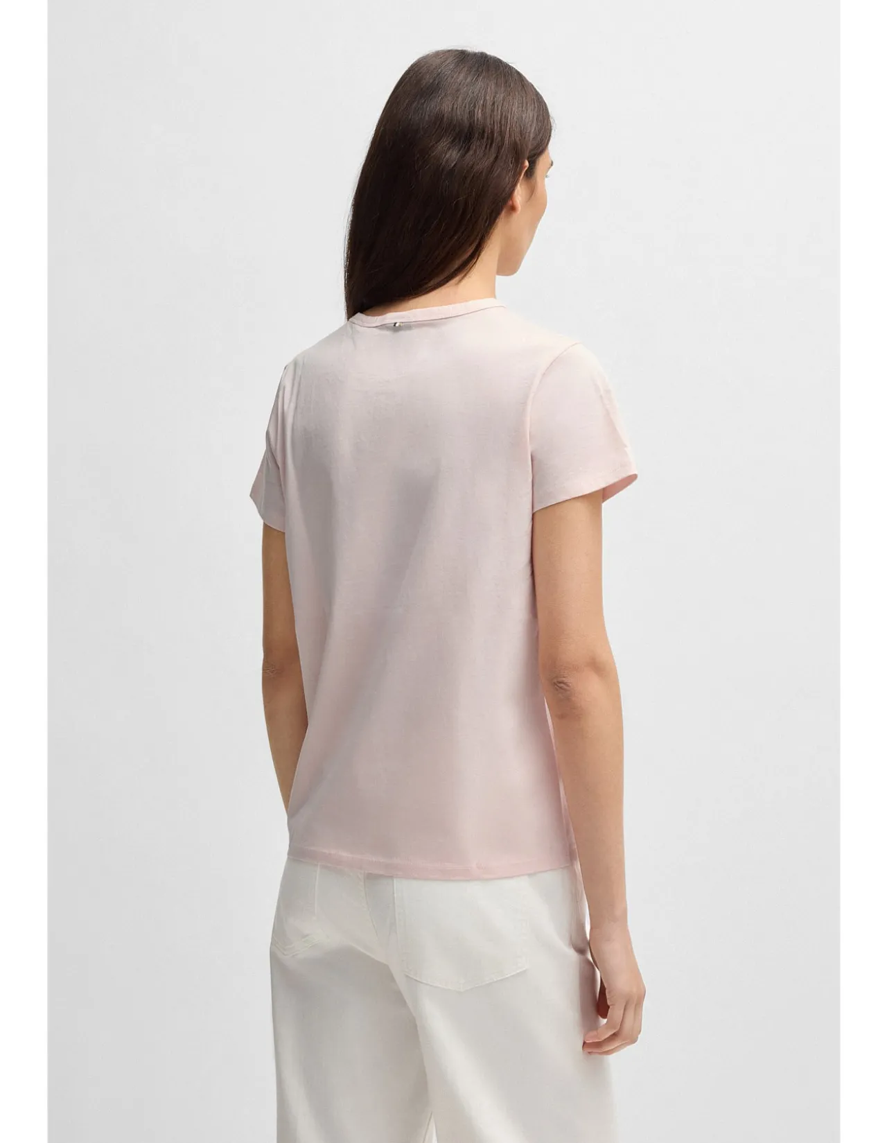 Mercerised Cotton T-Shirt with Floral Motif
