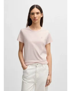 Mercerised Cotton T-Shirt with Floral Motif
