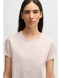 Mercerised Cotton T-Shirt with Floral Motif