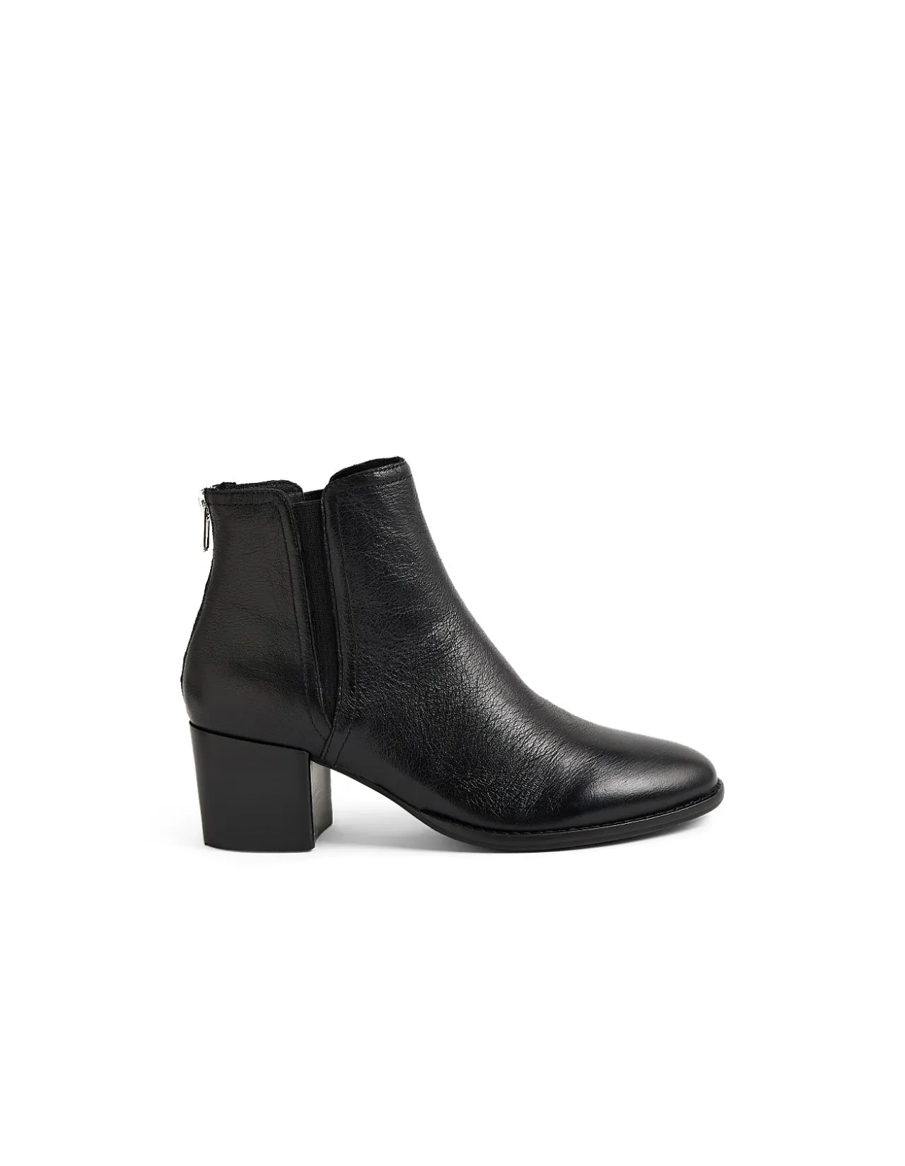 Merils Rear Zip Block Heel Ankle Boots