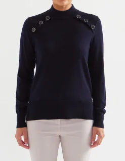 MERINO BUTTON DETAIL SWEATER
