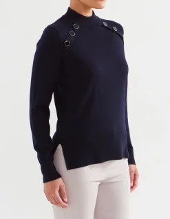 MERINO BUTTON DETAIL SWEATER