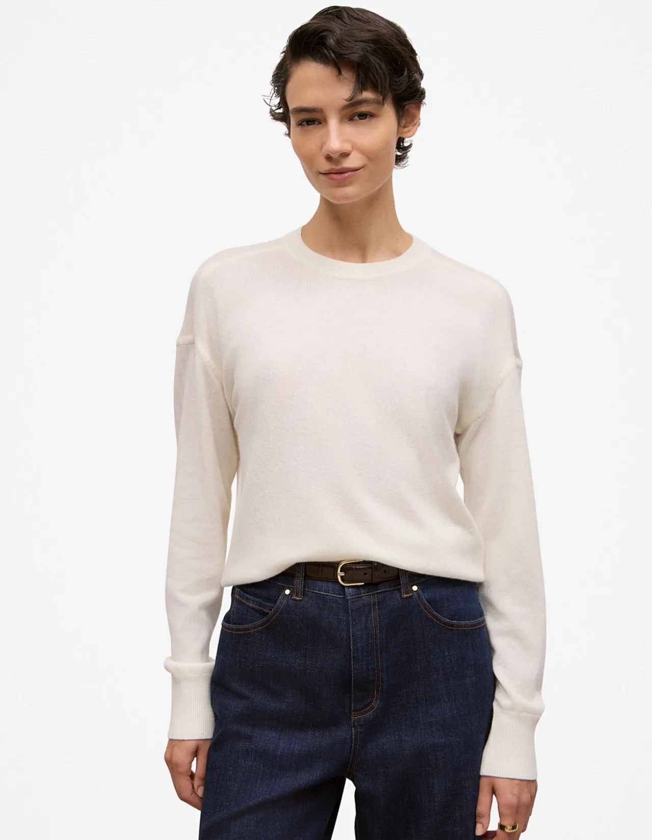 Merino Cashmere Forward Shoulder Seam Crew