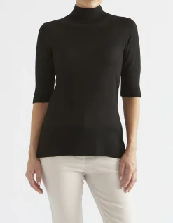 MERINO SHORT SLEEVE HIGH NECK SWEATER