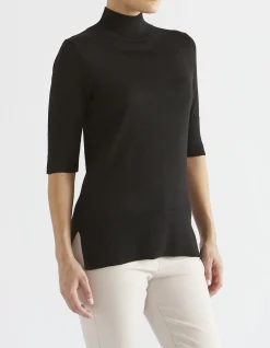 MERINO SHORT SLEEVE HIGH NECK SWEATER