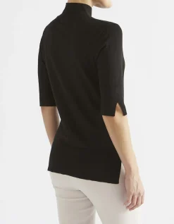 MERINO SHORT SLEEVE HIGH NECK SWEATER