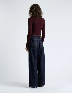 MERINO TURTLE NECK RIBBED KNIT