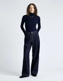 MERINO TURTLE NECK RIBBED KNIT