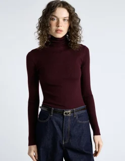 MERINO TURTLE NECK RIBBED KNIT