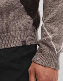Merino Wool Argyle Crew Neck Knit