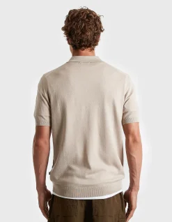 MERINO WOOL BLEND SS KNIT POLO OFF WHITE