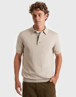 MERINO WOOL BLEND SS KNIT POLO OFF WHITE