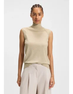 Merino-wool top with mock neck