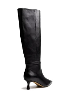 Mia Black Leather Knee High Boot