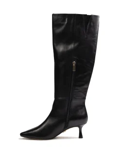 Mia Black Leather Knee High Boot