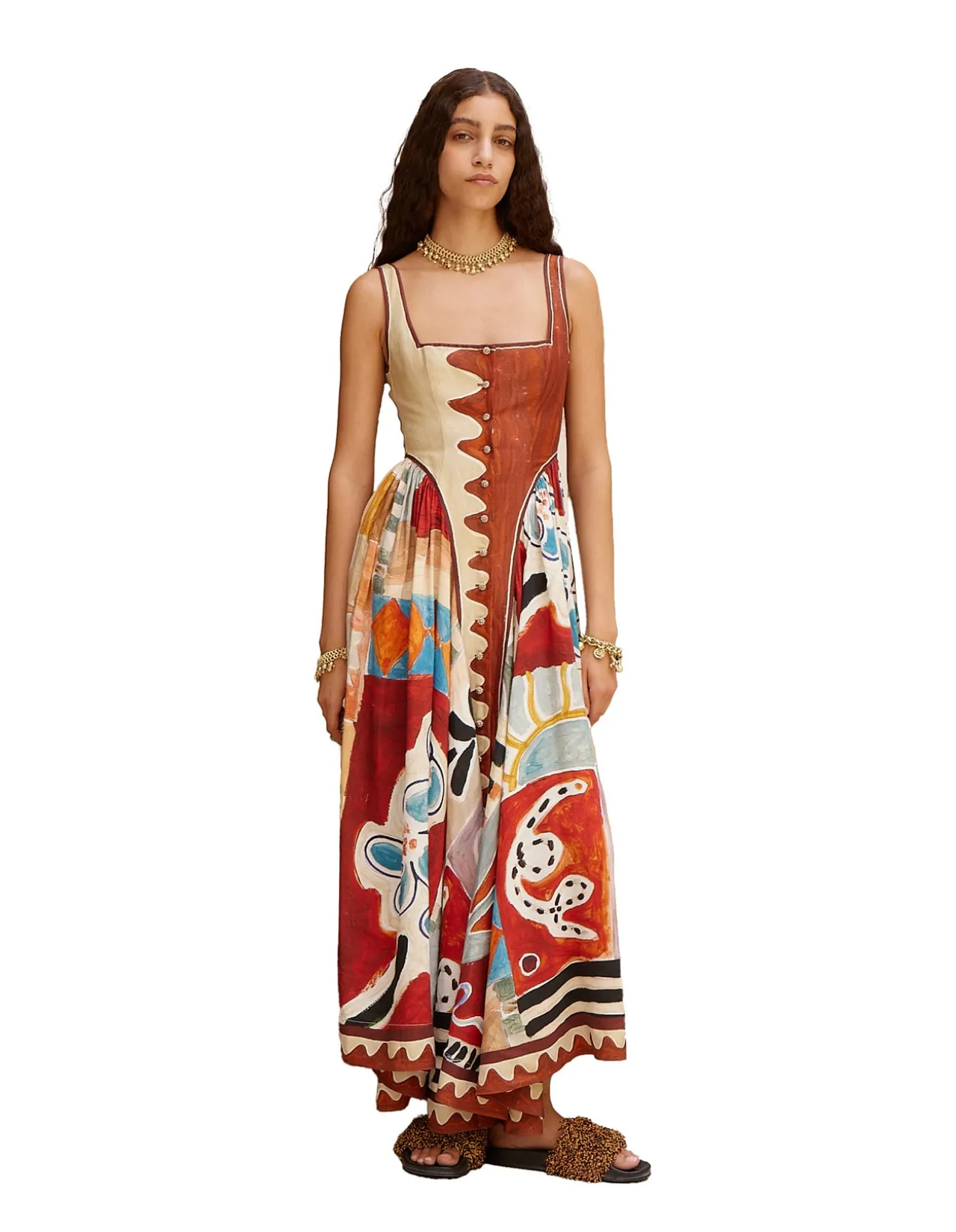 MICHELLE SQUARE NECK MIDI DRESS