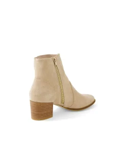 MICKEEN Suede Buckle Block Heel Ankle Boots