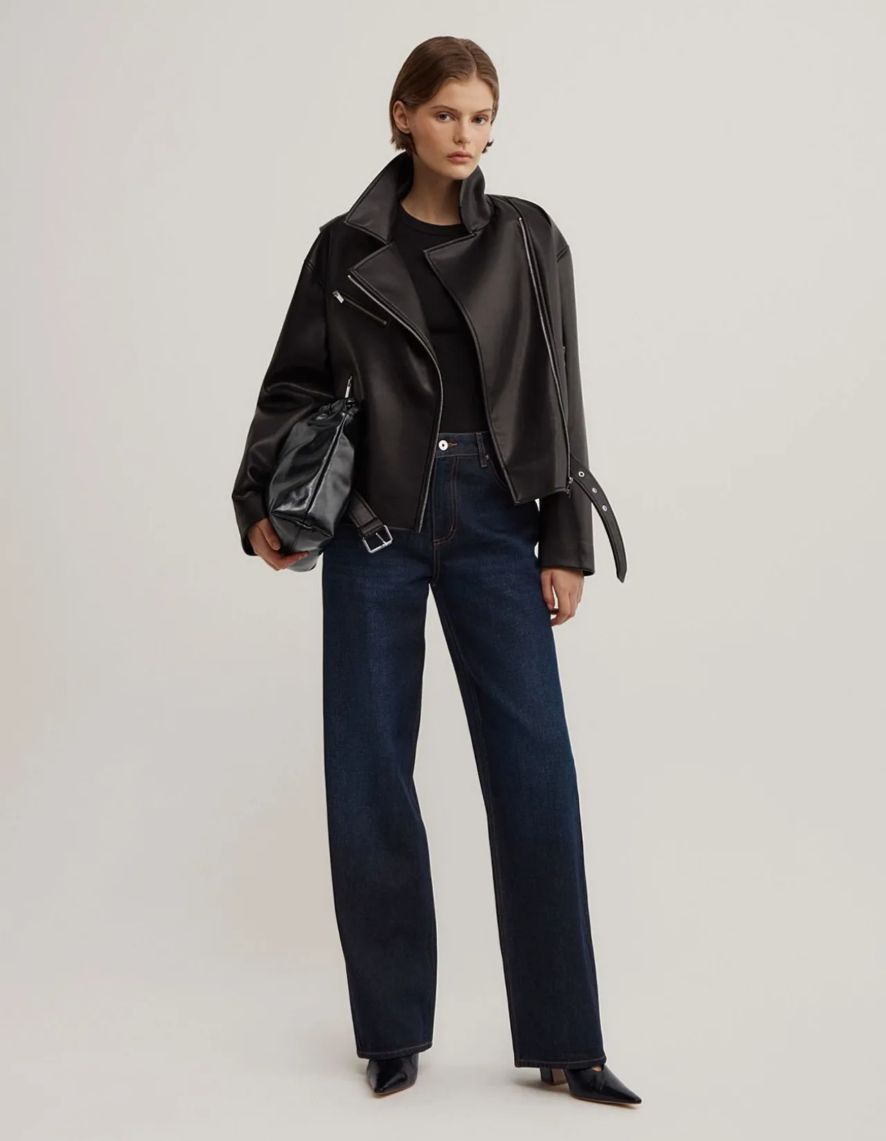 Mid Rise Straight Jeans
