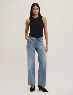 Mid Rise Straight Jeans