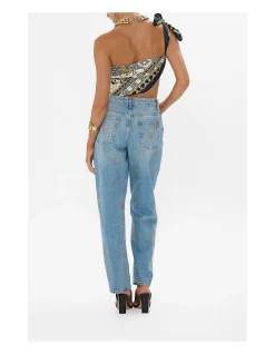 Milla Sacred Symbols Embellished Girlfriend Jeans