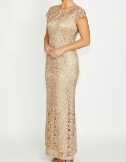 MILLICENT CHAMPAGNE SEQUIN LACE GOWN