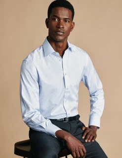 Mini grid check non-iron twill slim fit shirt