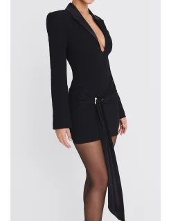 MISTRESS ROCKS CONTRAST LAPEL BLAZER DRESS