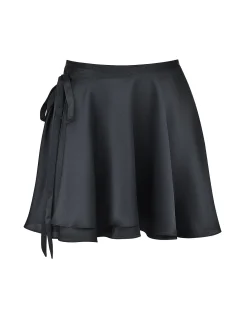 MISTRESS ROCKS BLACK WRAP FRONT MINI SKIRT