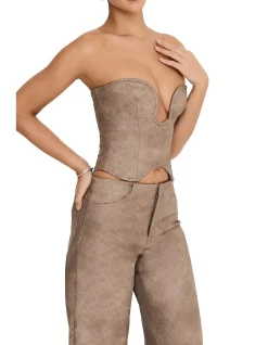 MISTRESS ROCKS DEEP SHAPED V PLUNGE STRAPLESS TOP