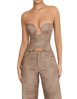 MISTRESS ROCKS DEEP SHAPED V PLUNGE STRAPLESS TOP