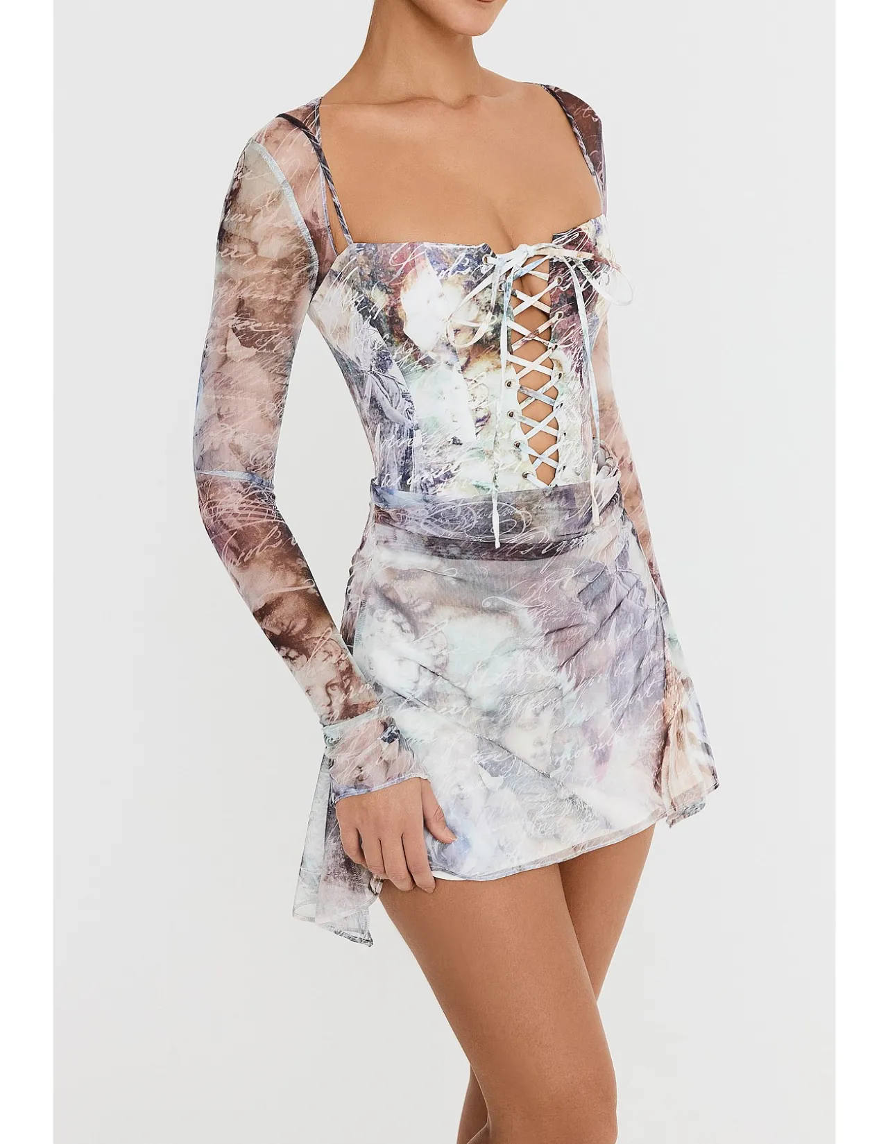 MISTRESS ROCKS LACE UP CORSET MINI DRESS WITH FLIPPY SKIRT