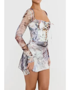 MISTRESS ROCKS LACE UP CORSET MINI DRESS WITH FLIPPY SKIRT