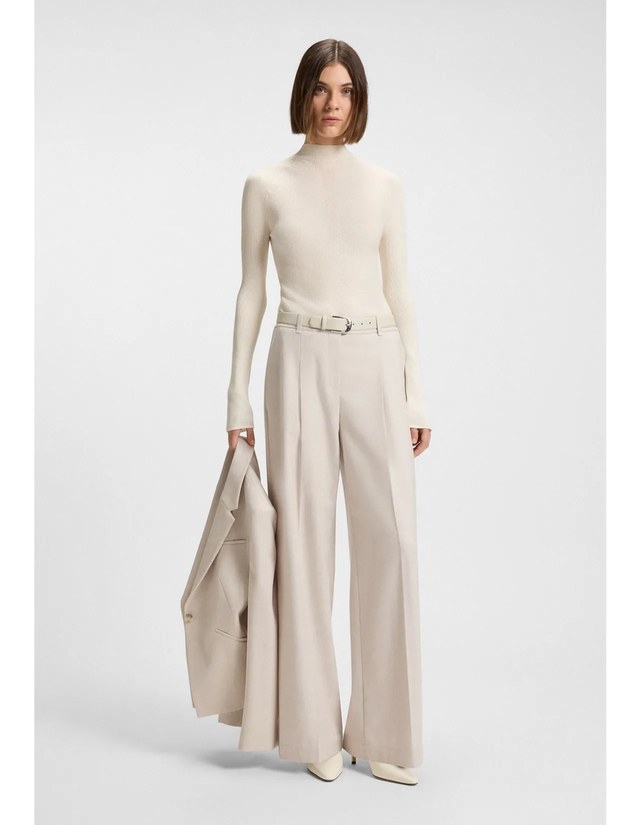 Mixed-ribbing sweater in virgin wool