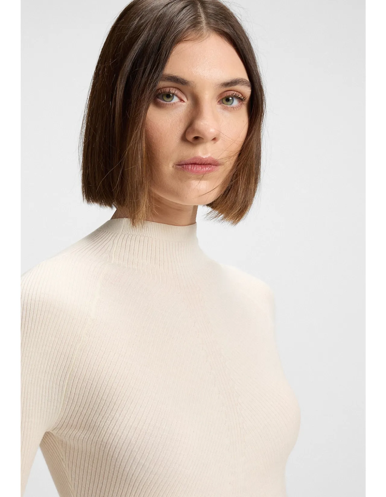 Mixed-ribbing sweater in virgin wool