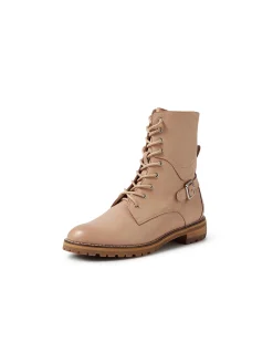 Miyoko W Cafe Leather Lace Up Boots