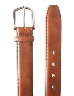 35mm Leather Strap With Polished Silver Buckle
