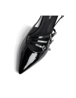 Moena Patent Triple Strap Pointed Flats