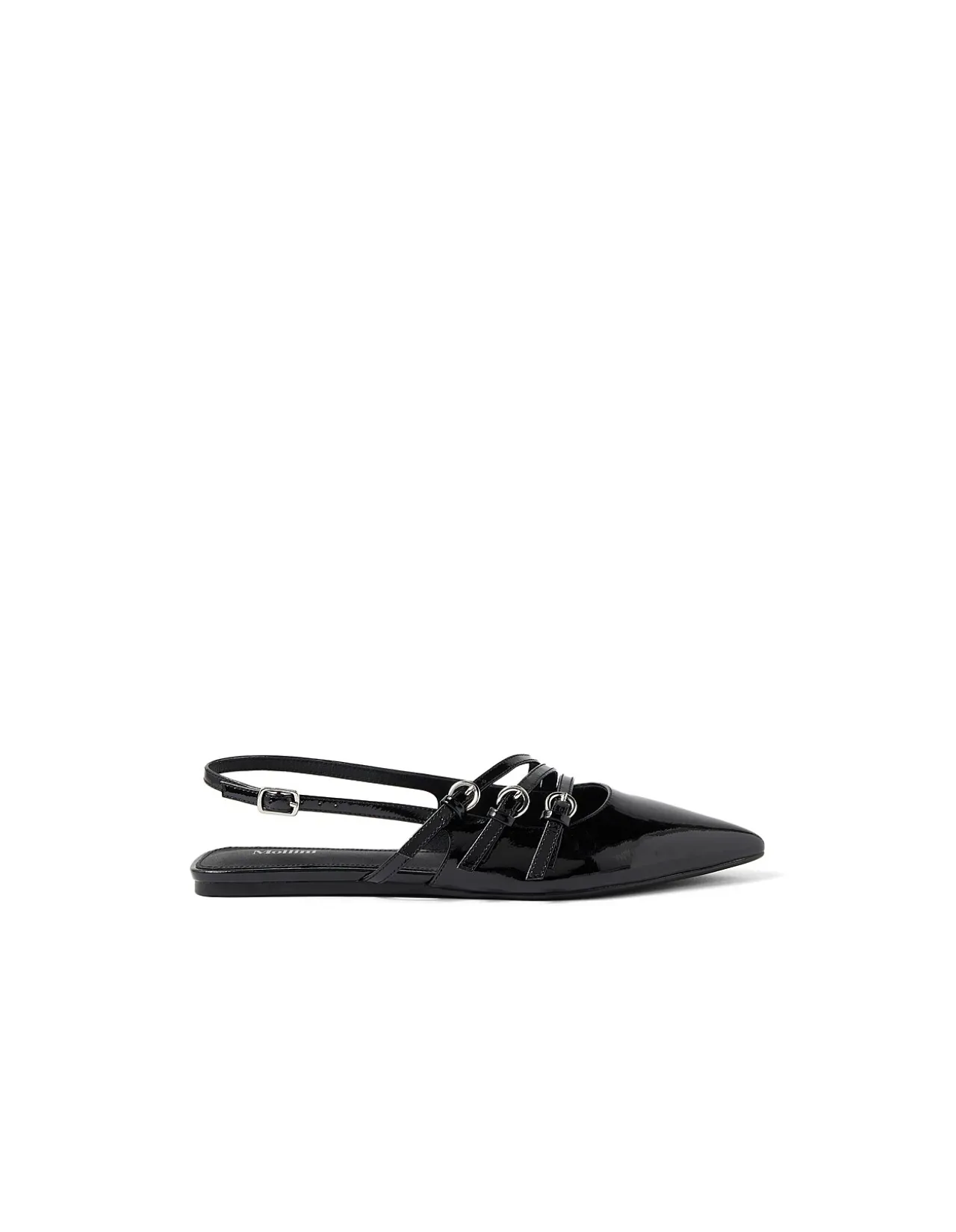 Moena Patent Triple Strap Pointed Flats