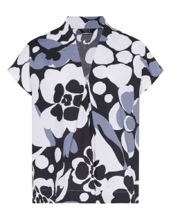 MONO FLORAL SHORT SLEEVE BLOUSE TOP