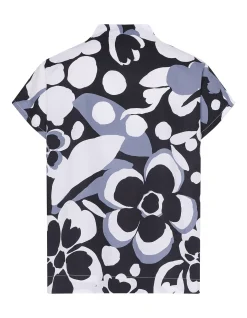 MONO FLORAL SHORT SLEEVE BLOUSE TOP