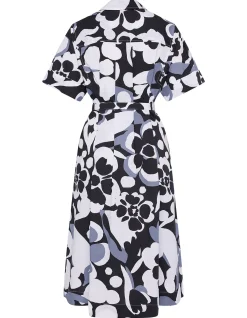 MONO FLORAL MIDI SHIRT DRESS