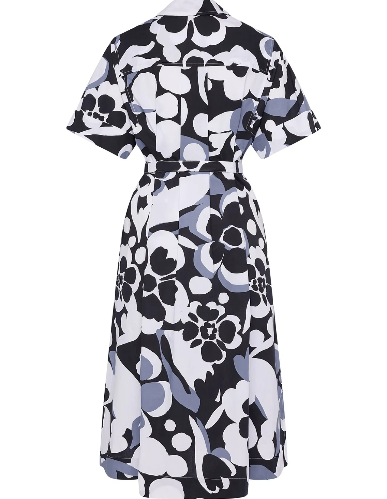 MONO FLORAL MIDI SHIRT DRESS