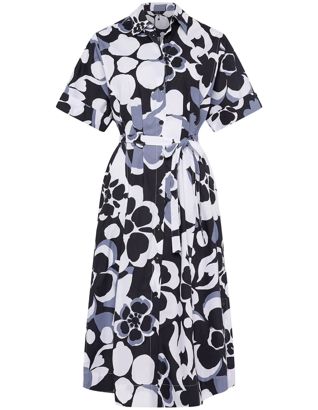 MONO FLORAL MIDI SHIRT DRESS