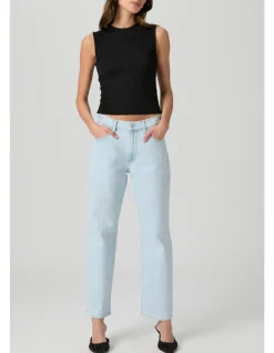 Morgan Ankle Mid Rise Straight Leg Jeans