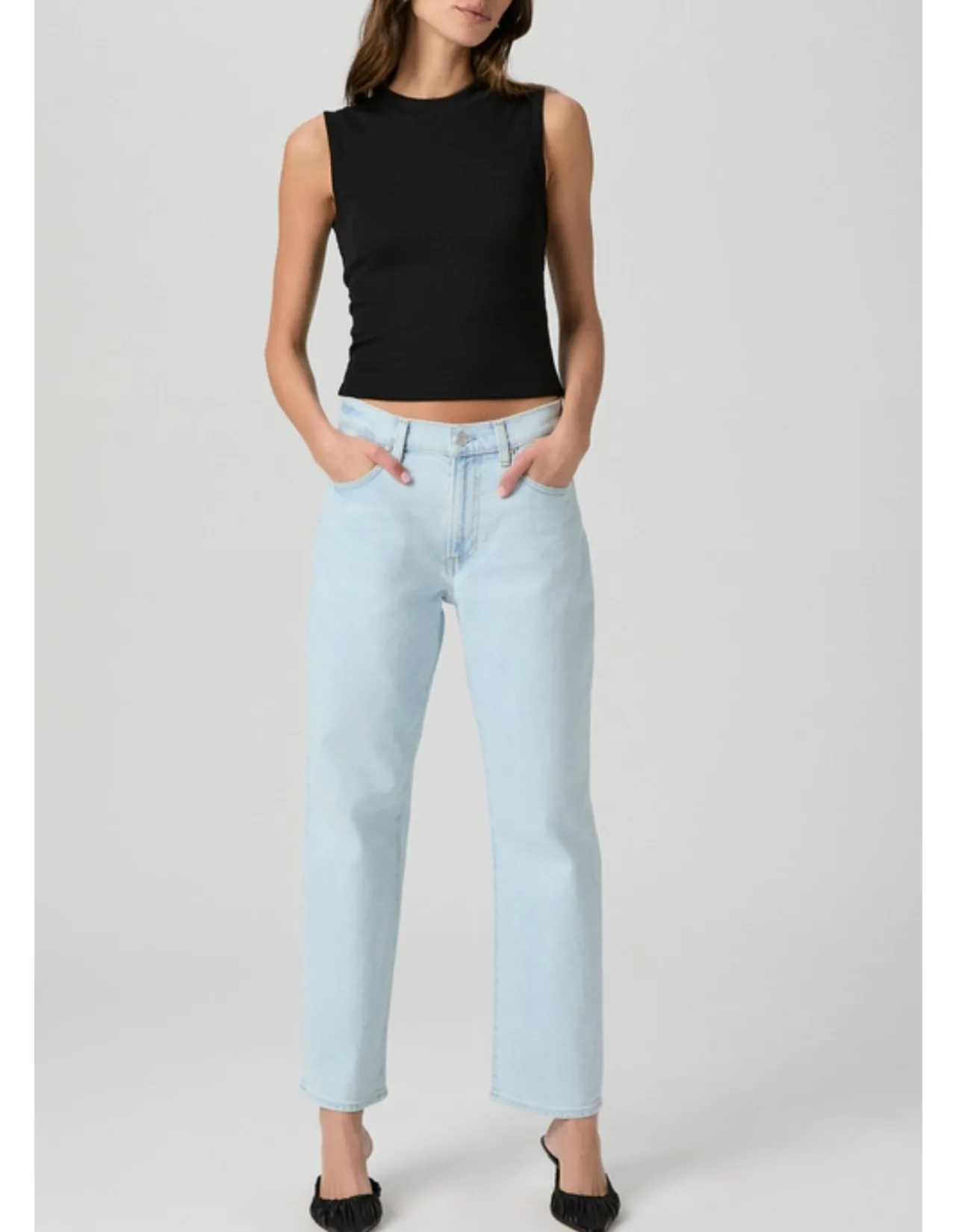Morgan Ankle Mid Rise Straight Leg Jeans