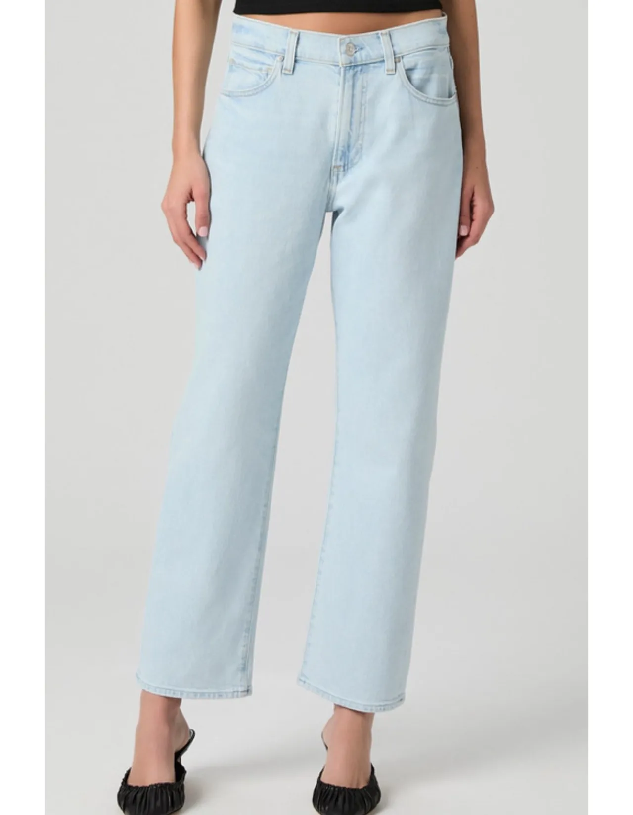 Morgan Ankle Mid Rise Straight Leg Jeans