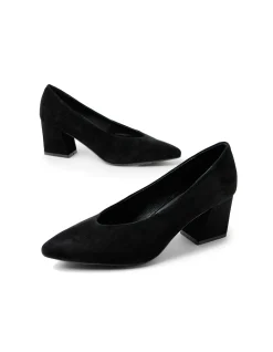 Mosko Suede Block Heel Pointed Pumps