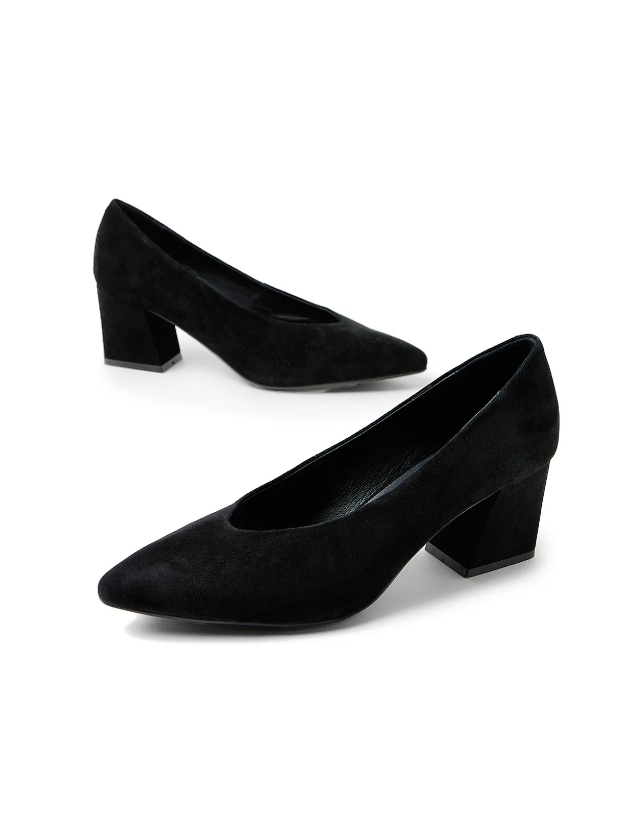 Mosko Suede Block Heel Pointed Pumps