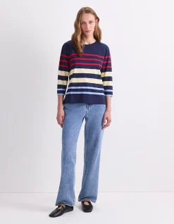 MULTI STRIPE HAFT SLEEVE MERCERISED TEE